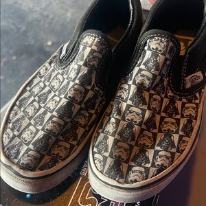 Vans Kids Star Wars Slip-On Sneakers - Black and White DARKSIDE CHECKER BOARD